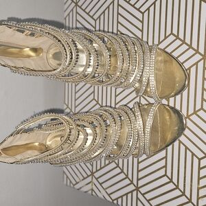 Elegant Gold Strappy Women's Heels